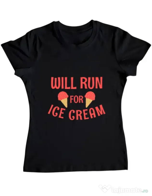 Tricou ADLER dama Running for ice cream Negru