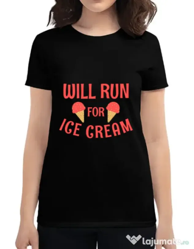 Tricou ADLER dama Running for ice cream Negru
