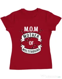 Tricou ADLER dama Mother of multitasking Rosu