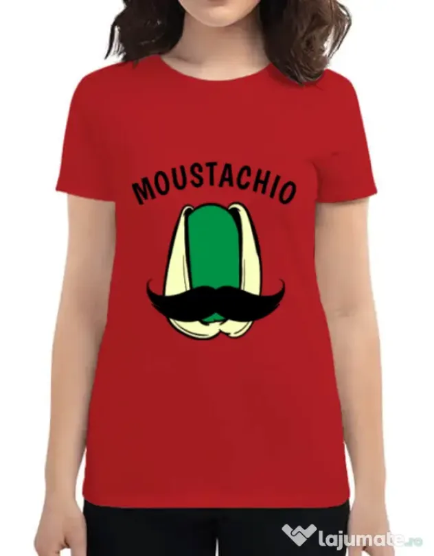 Tricou ADLER dama Moustachio Rosu