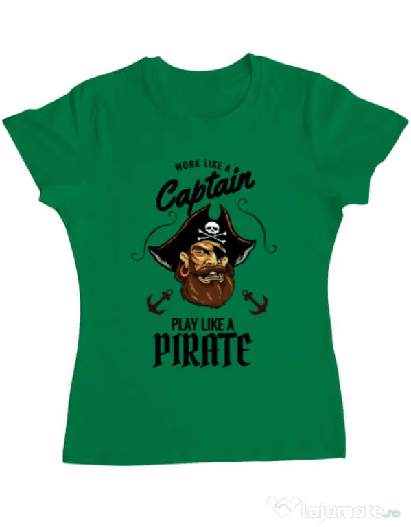 Tricou ADLER dama Play like a pirate Verde mediu