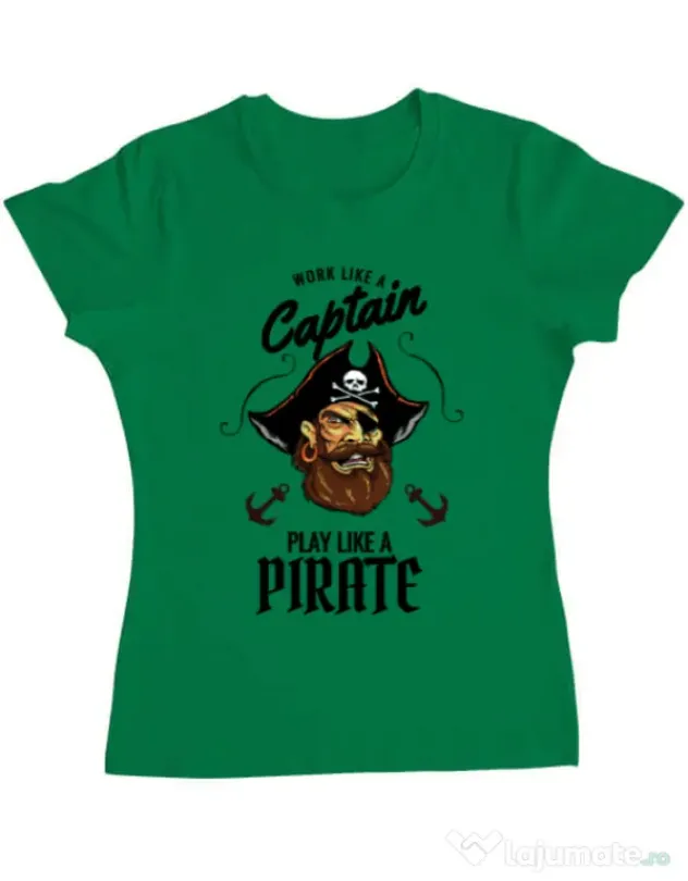 Tricou ADLER dama Play like a pirate Verde mediu
