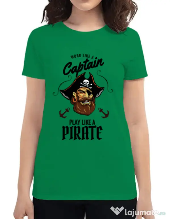Tricou ADLER dama Play like a pirate Verde mediu
