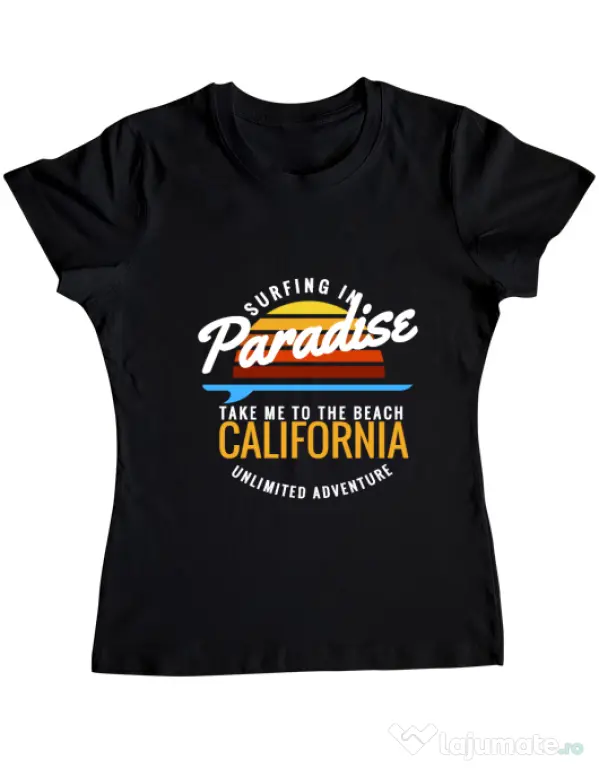 Tricou ADLER dama Surfing in paradise Negru