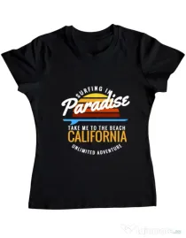 Tricou ADLER dama Surfing in paradise Negru