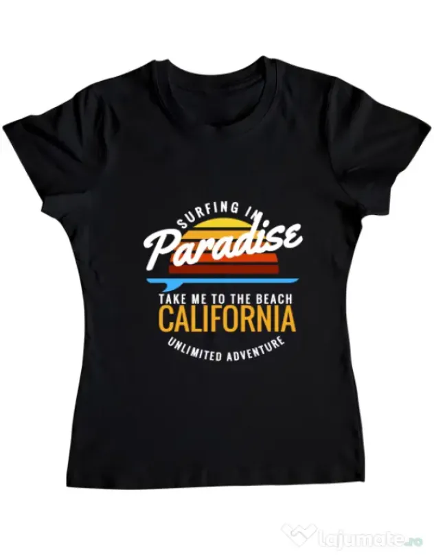 Tricou ADLER dama Surfing in paradise Negru
