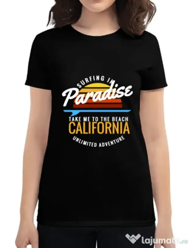 Tricou ADLER dama Surfing in paradise Negru
