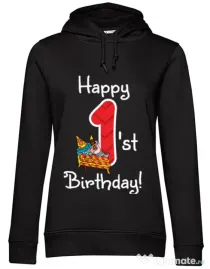 Hoodie dama cu gluga Happy Birthday! Negru