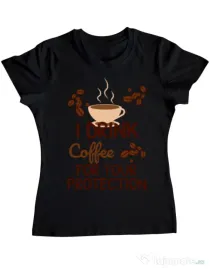 Tricou ADLER dama Coffee for protection Negru
