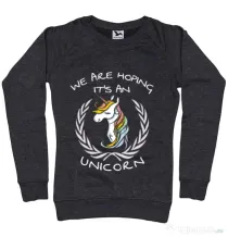 Bluza ADLER dama Hoping for an unicorn Negru melanj