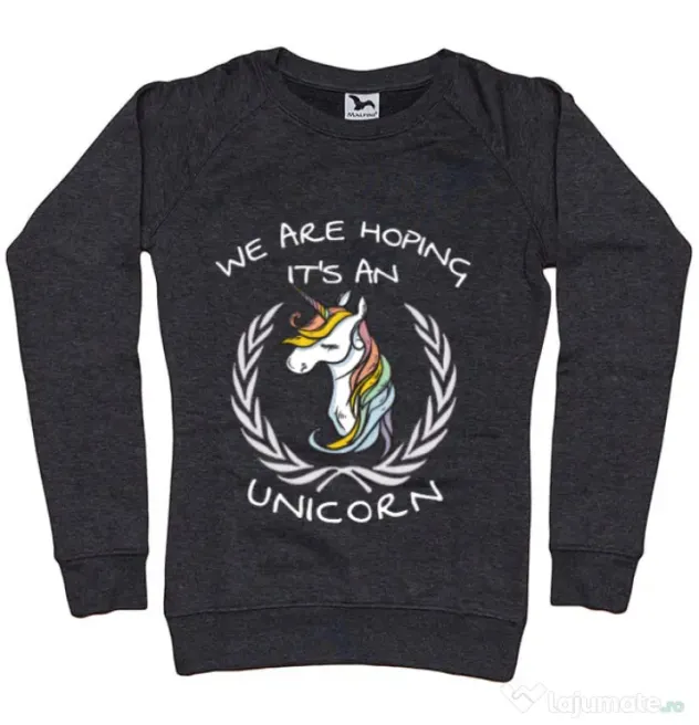 Bluza ADLER dama Hoping for an unicorn Negru melanj