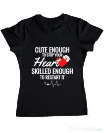 Tricou ADLER dama Cute enough Negru