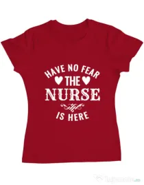 Tricou ADLER dama The nurse is here Rosu