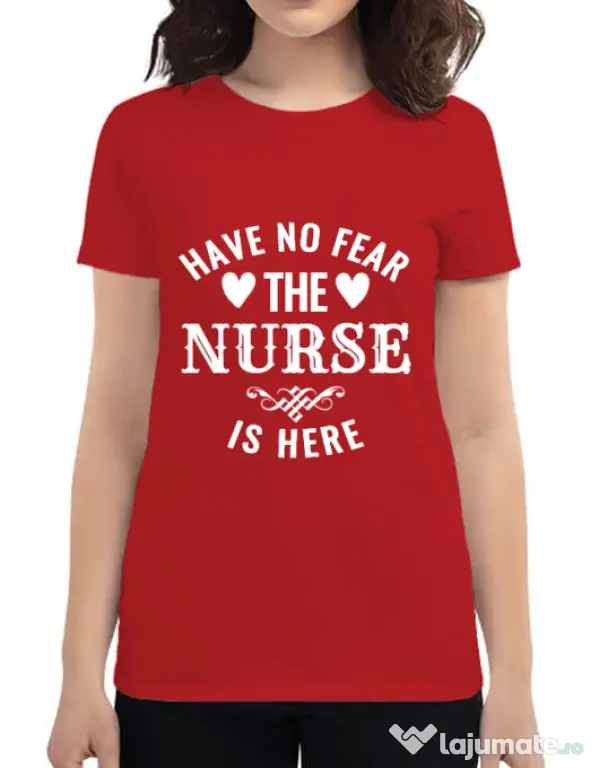 Tricou ADLER dama The nurse is here Rosu
