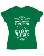 Tricou ADLER dama Great nurse Verde mediu