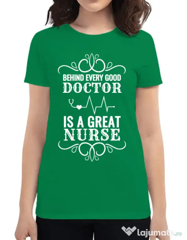 Tricou ADLER dama Great nurse Verde mediu