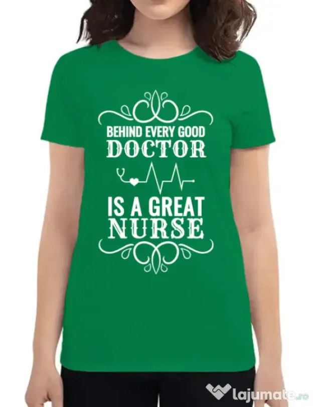 Tricou ADLER dama Great nurse Verde mediu