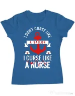 Tricou ADLER dama Curse like a nurse Albastru azuriu