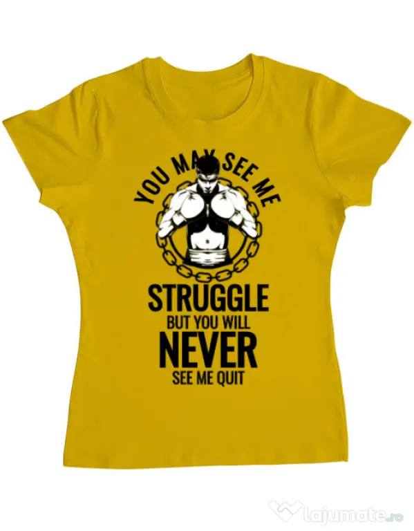 Tricou ADLER dama Never quit Galben