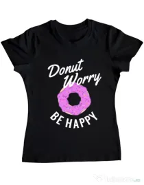 Tricou ADLER dama Be happy Negru