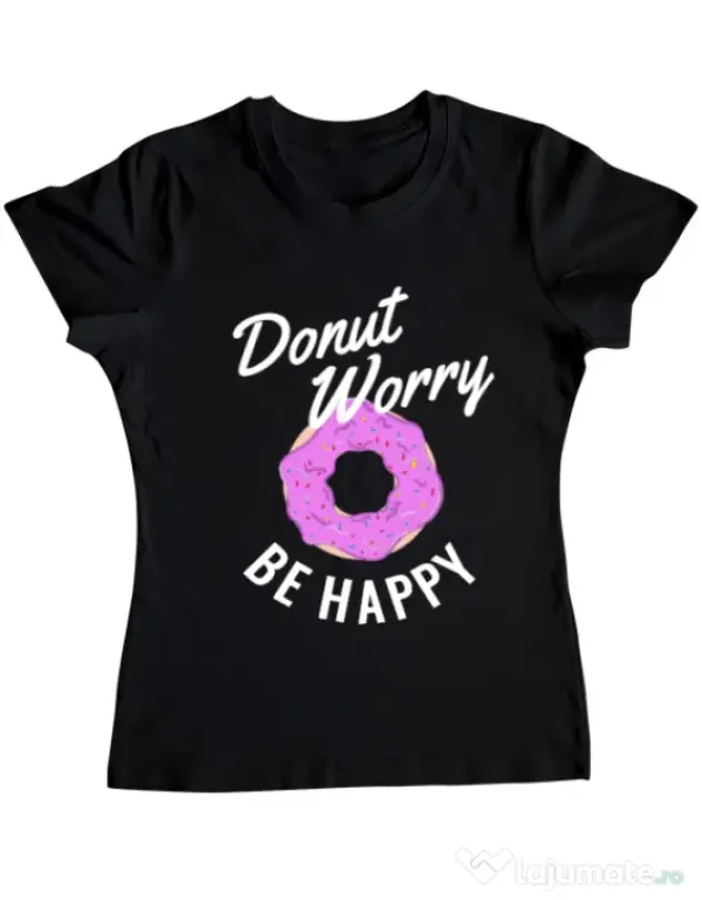 Tricou ADLER dama Be happy Negru