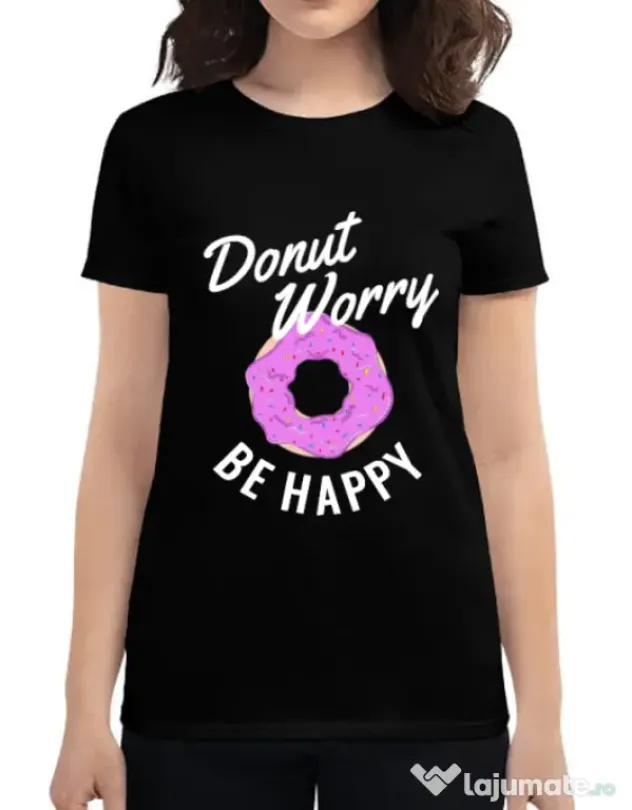 Tricou ADLER dama Be happy Negru