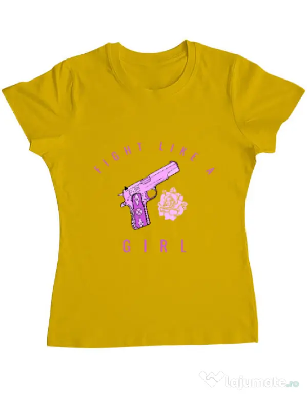 Tricou ADLER dama Fight like a girl Galben