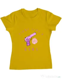 Tricou ADLER dama Fight like a girl Galben