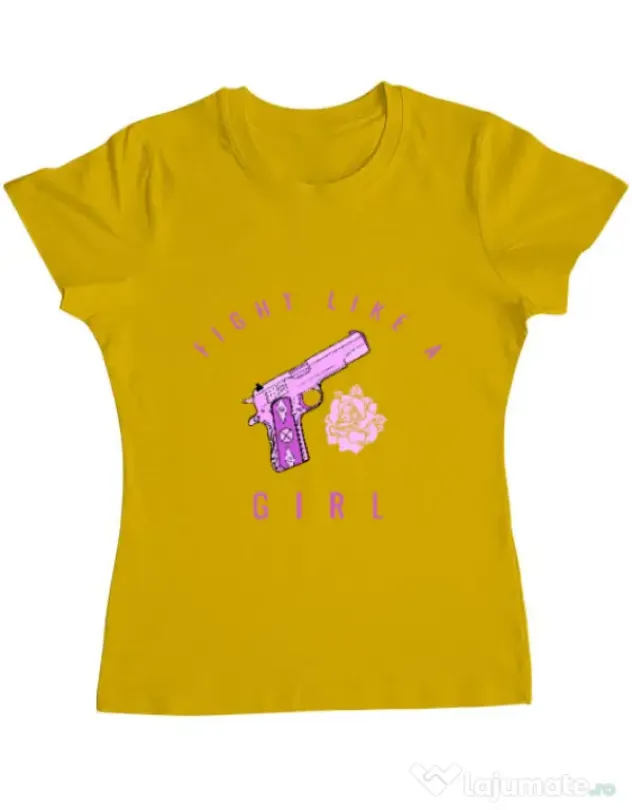 Tricou ADLER dama Fight like a girl Galben