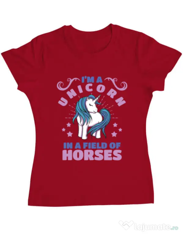 Tricou ADLER dama Just a unicorn Rosu