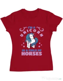 Tricou ADLER dama Just a unicorn Rosu