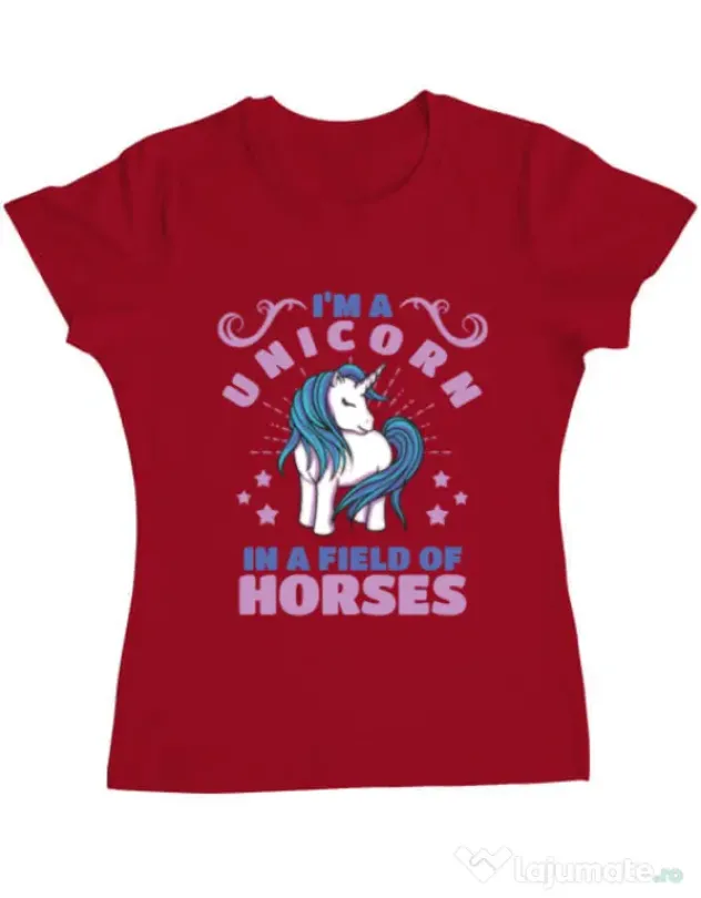 Tricou ADLER dama Just a unicorn Rosu