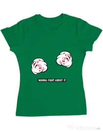 Tricou ADLER dama Wanna fight about it Verde mediu