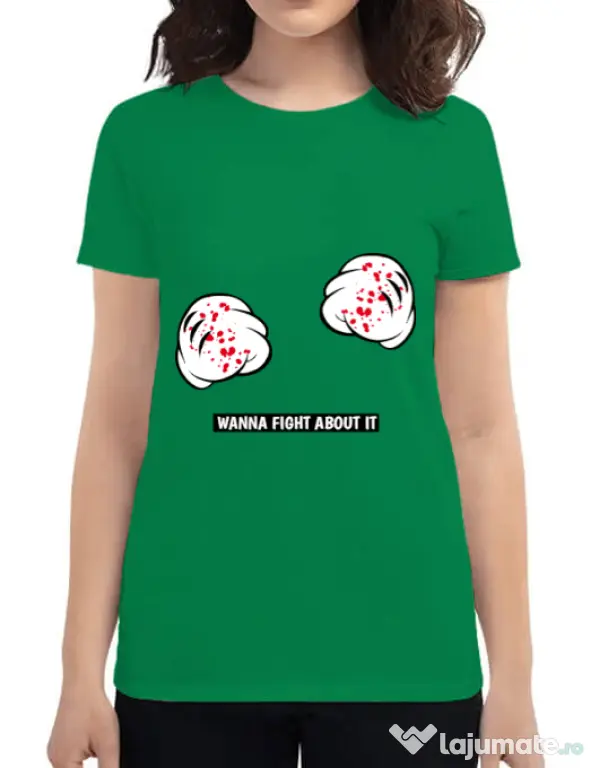 Tricou ADLER dama Wanna fight about it Verde mediu
