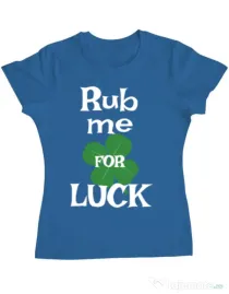 Tricou ADLER dama Rub me for luck Albastru azuriu