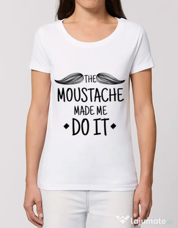 Tricou STANLEY STELLA dama The moustache Alb
