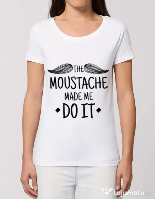 Tricou STANLEY STELLA dama The moustache Alb