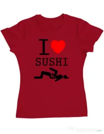 Tricou ADLER dama I love sushi Rosu