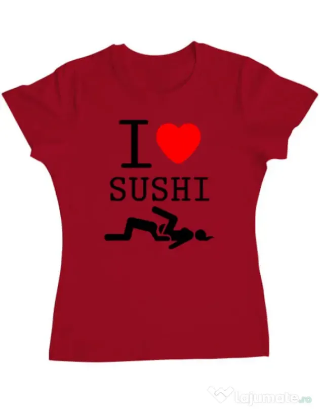 Tricou ADLER dama I love sushi Rosu
