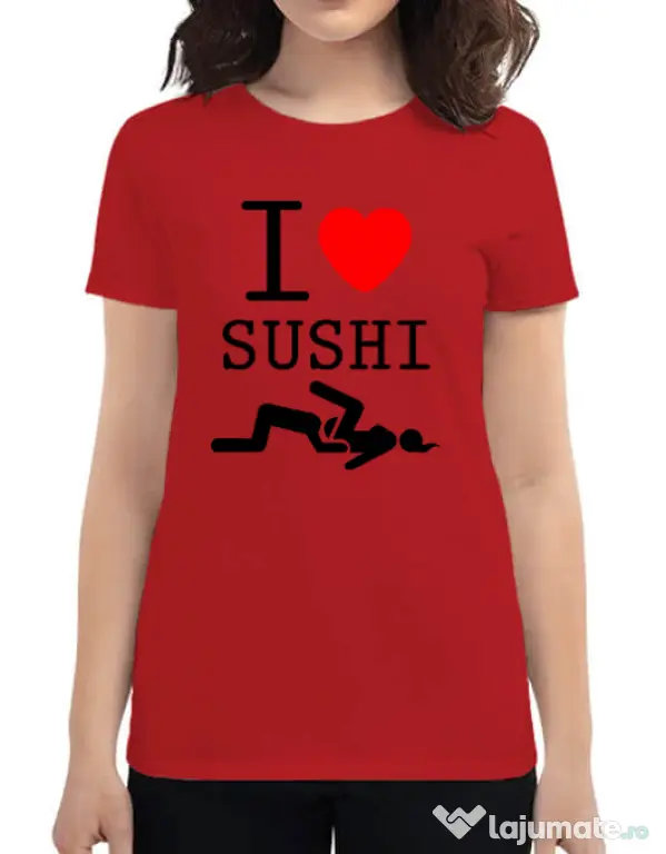 Tricou ADLER dama I love sushi Rosu