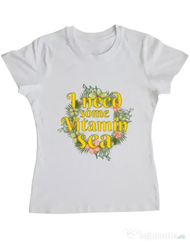 Tricou ADLER dama I need some vitamin sea Alb