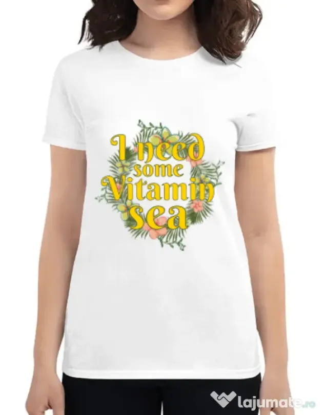 Tricou ADLER dama I need some vitamin sea Alb
