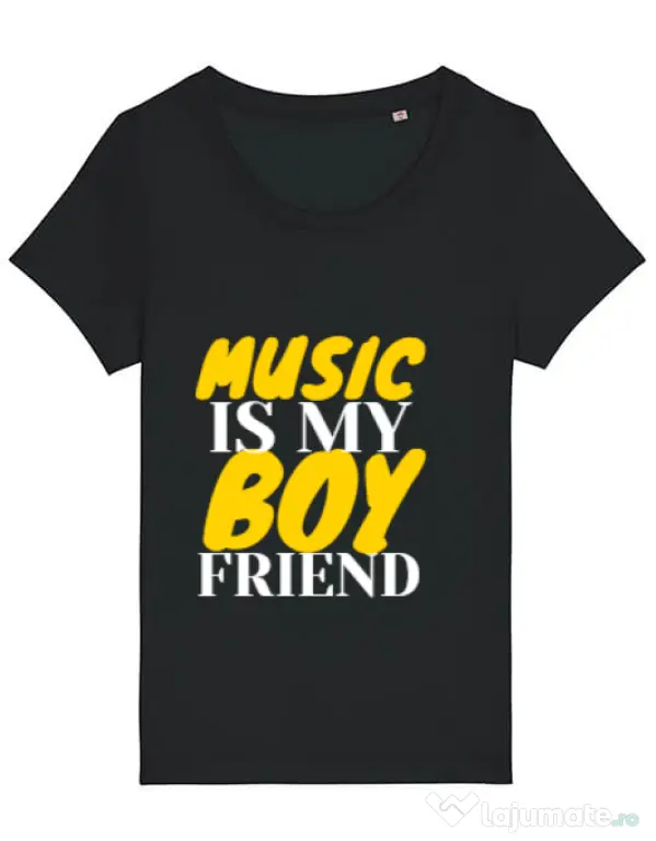 Tricou STANLEY STELLA dama Music is my boyfriend Negru