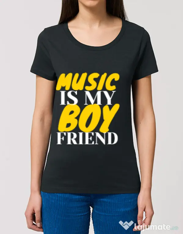 Tricou STANLEY STELLA dama Music is my boyfriend Negru