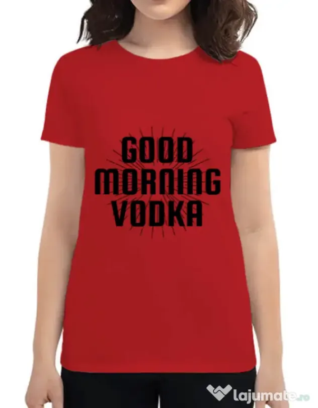 Tricou ADLER dama Good morning vodka Rosu
