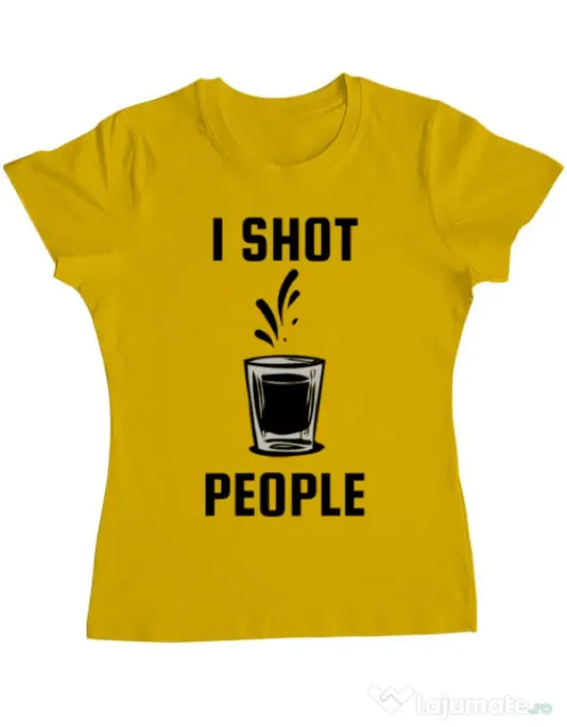 Tricou ADLER dama I shot people Galben
