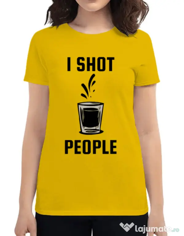 Tricou ADLER dama I shot people Galben
