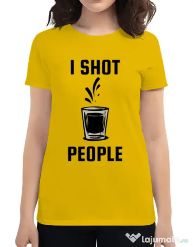 Tricou ADLER dama I shot people Galben