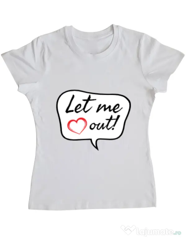 Tricou ADLER dama Let me out Alb