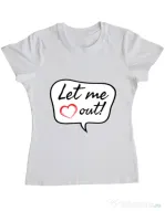 Tricou ADLER dama Let me out Alb